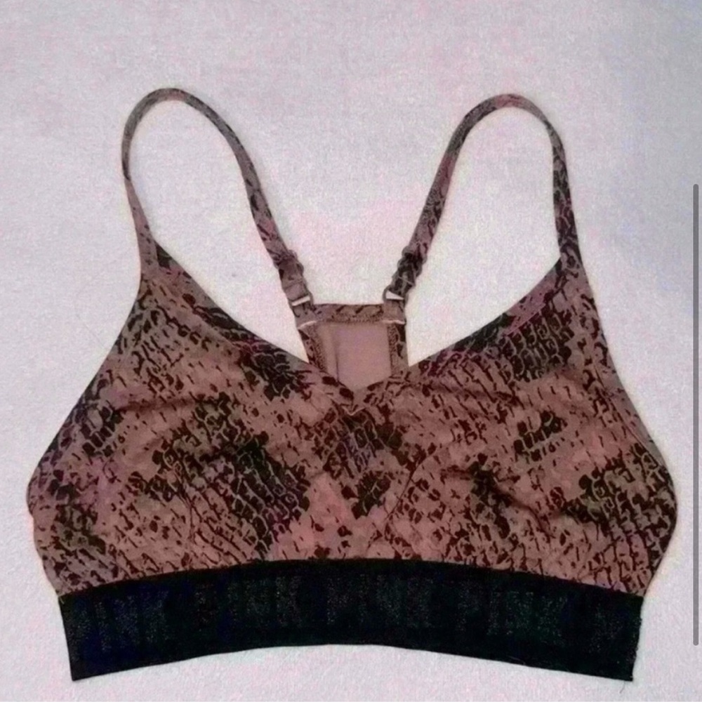 Victoria’s Secret PINK Sportsbra Snakeskin Print with Mesh Detail - Picture 3 of 6